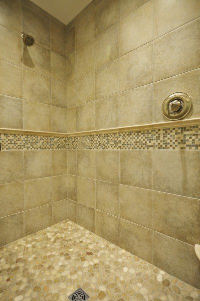 Bathroom With Tan Custom Tile
